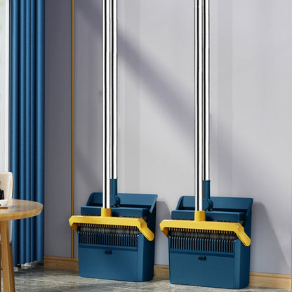 Broom And Dustpan Set With Double-Sided Tooth Scraping, Magnetic Blue, Magnetic White, Snap Blue, Snap White