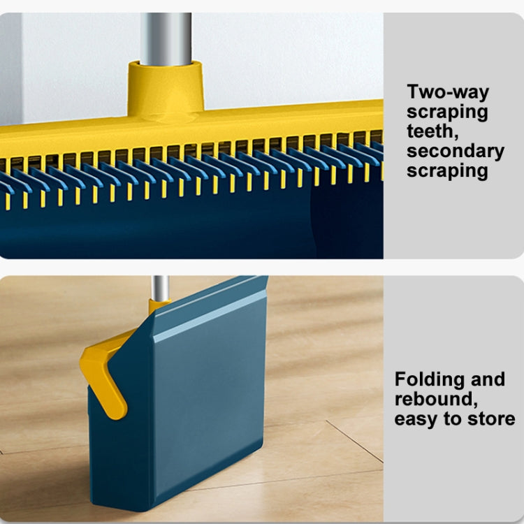 Broom And Dustpan Set With Double-Sided Tooth Scraping, Magnetic Blue, Magnetic White, Snap Blue, Snap White