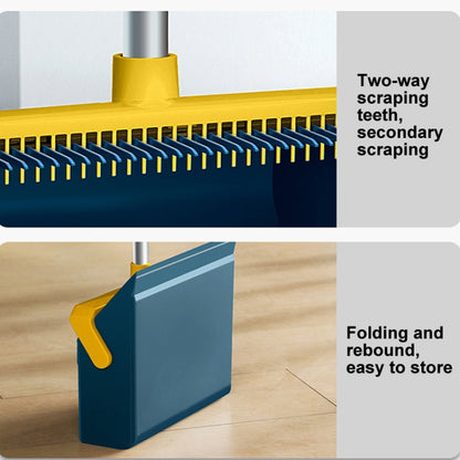 Broom And Dustpan Set With Double-Sided Tooth Scraping, Magnetic Blue, Magnetic White, Snap Blue, Snap White