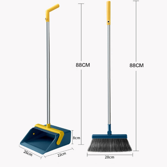 Broom And Dustpan Set With Double-Sided Tooth Scraping