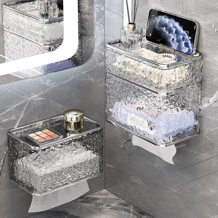 Bathroom No-Punch Tissue Organizer Household Wall Mounted Tissue Box, Transparent Single Layer, Transparent Gray Single Layer, Transparent Dual Layer, Transparent Gray Dual Layer