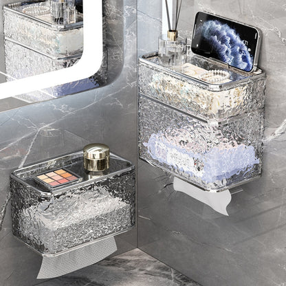 Bathroom No-Punch Tissue Organizer Household Wall Mounted Tissue Box, Transparent Single Layer, Transparent Gray Single Layer, Transparent Dual Layer, Transparent Gray Dual Layer