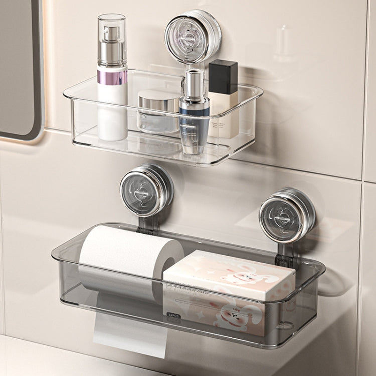 Bathroom No Punch Tissue Organizer Household Wall Mounted Suction Cup Tissue Box, Small Transparent, Small Transparent Gray, Large Transparent, Large Transparent Gray