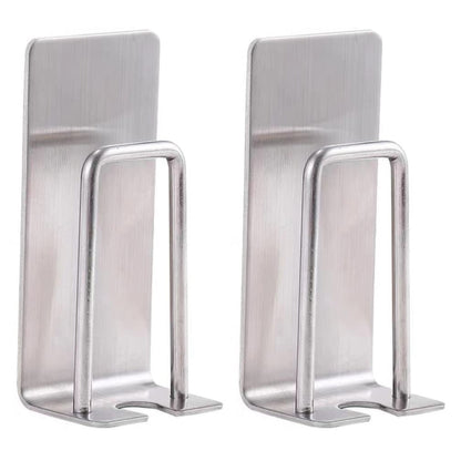 2pcs Household Stainless Steel Sponge Holder Bathroom No-Punch Toothbrush Organizer, Silver, Black