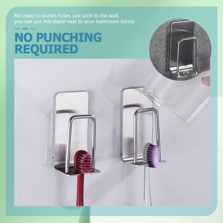 2pcs Household Stainless Steel Sponge Holder Bathroom No-Punch Toothbrush Organizer, Silver, Black