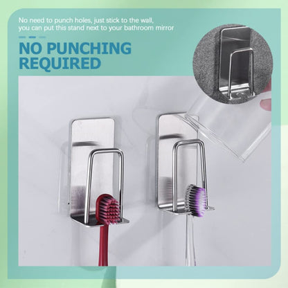 2pcs Household Stainless Steel Sponge Holder Bathroom No-Punch Toothbrush Organizer, Silver, Black