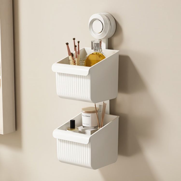 Suction Cup Wall Mounted Bathroom Shelf Drainage Detachable Storage Rack Hanging Basket, Small Brown, 2 Layers Small White, 2 Layers Small Cream, 2 Layers Small Brown, Large White, Large Cream, Large Brown, 2 Layers Large White, 2 Layers Large Cream   ...