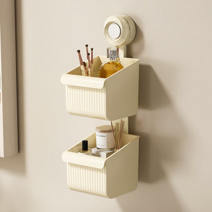 Suction Cup Wall Mounted Bathroom Shelf Drainage Detachable Storage Rack Hanging Basket, Small Brown, 2 Layers Small White, 2 Layers Small Cream, 2 Layers Small Brown, Large White, Large Cream, Large Brown, 2 Layers Large White, 2 Layers Large Cream   ...