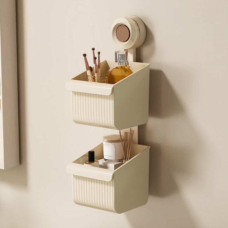 Suction Cup Wall Mounted Bathroom Shelf Drainage Detachable Storage Rack Hanging Basket, Small Brown, 2 Layers Small White, 2 Layers Small Cream, 2 Layers Small Brown, Large White, Large Cream, Large Brown, 2 Layers Large White, 2 Layers Large Cream   ...