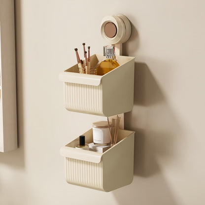 Suction Cup Wall Mounted Bathroom Shelf Drainage Detachable Storage Rack Hanging Basket, Small Brown, 2 Layers Small White, 2 Layers Small Cream, 2 Layers Small Brown, Large White, Large Cream, Large Brown, 2 Layers Large White, 2 Layers Large Cream   ...