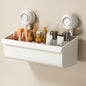 Suction Cup Wall Mounted Bathroom Shelf Drainage Detachable Storage Rack Hanging Basket, Large White, Large Cream, Large Brown, 2 Layers Large White, 2 Layers Large Cream, 2 Layers Large Brown
