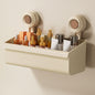 Suction Cup Wall Mounted Bathroom Shelf Drainage Detachable Storage Rack Hanging Basket, Large White, Large Cream, Large Brown, 2 Layers Large White, 2 Layers Large Cream, 2 Layers Large Brown