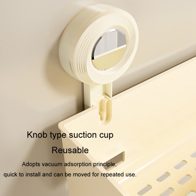 Suction Cup Wall Mounted Bathroom Shelf Drainage Detachable Storage Rack Hanging Basket, Large White, Large Cream, Large Brown, 2 Layers Large White, 2 Layers Large Cream, 2 Layers Large Brown