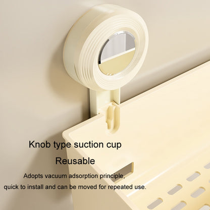 Suction Cup Wall Mounted Bathroom Shelf Drainage Detachable Storage Rack Hanging Basket, Large White, Large Cream, Large Brown, 2 Layers Large White, 2 Layers Large Cream, 2 Layers Large Brown
