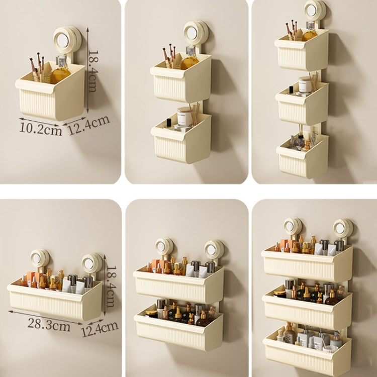 Suction Cup Wall Mounted Bathroom Shelf Drainage Detachable Storage Rack Hanging Basket, Large White, Large Cream, Large Brown, 2 Layers Large White, 2 Layers Large Cream, 2 Layers Large Brown