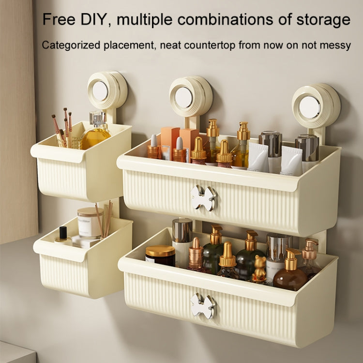 Suction Cup Wall Mounted Bathroom Shelf Drainage Detachable Storage Rack Hanging Basket, Large White, Large Cream, Large Brown, 2 Layers Large White, 2 Layers Large Cream, 2 Layers Large Brown