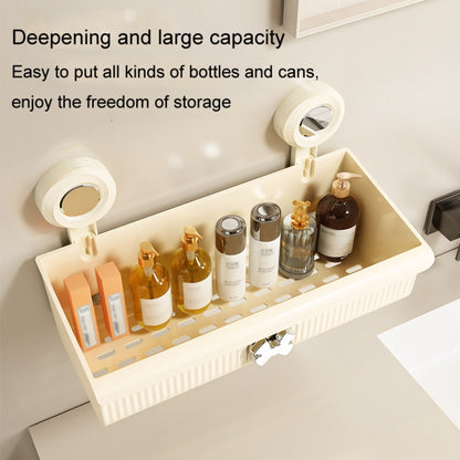 Suction Cup Wall Mounted Bathroom Shelf Drainage Detachable Storage Rack Hanging Basket, Large White, Large Cream, Large Brown, 2 Layers Large White, 2 Layers Large Cream, 2 Layers Large Brown
