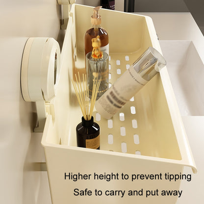 Suction Cup Wall Mounted Bathroom Shelf Drainage Detachable Storage Rack Hanging Basket, Large White, Large Cream, Large Brown, 2 Layers Large White, 2 Layers Large Cream, 2 Layers Large Brown