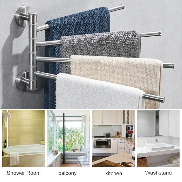 Stainless Steel Towel Bar Rotating Towel Rack Bathroom Kitchen Wall-mounted Towel Polished Rack Holder