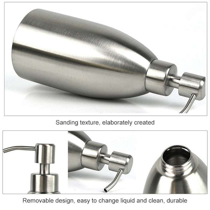 500ml Stainless Steel Soap Dispenser Kitchen Bathroom Shampoo Box Detergent Bottle