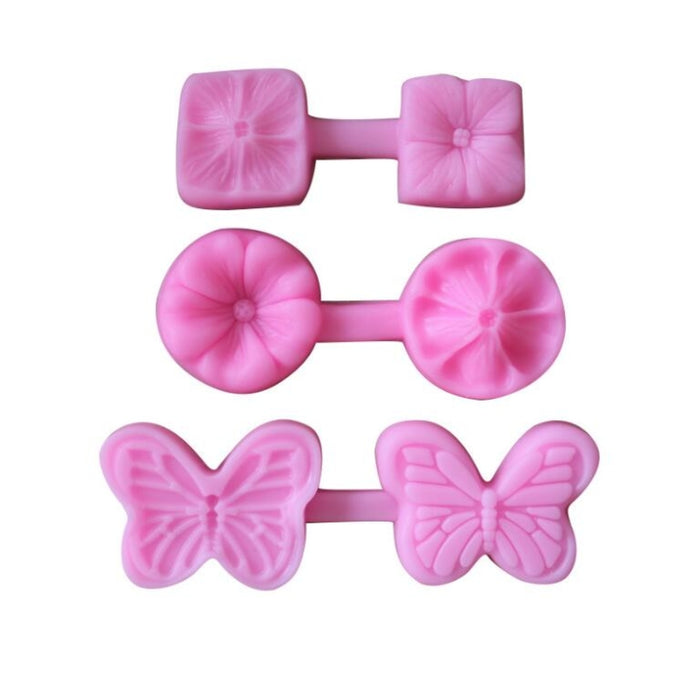 2 PCS Flower Texture Silicone Mould Petal Grain Road Four-Leaf Clover Two-Piece Pressed Ultra-Light Clay Soft Clay Tool