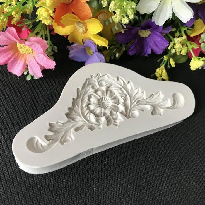 2 PCS Vintage Embossed Fondant Silicone Mold Court Lace Flower Vine DOY Baking Cake Tool