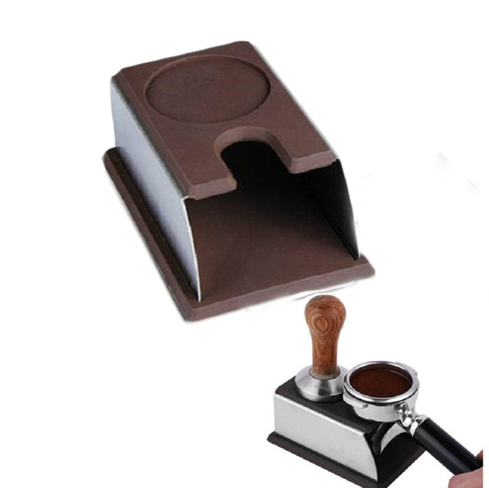 Stainless Steel Silicone Espresso Coffee Tamper Stand Barista Tool Powder Pad Hammer Pad