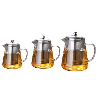 Large Capacity Heat Resistant Glass Teapot Tea Set With Stainless Steel Filter For Kung Fu Tea