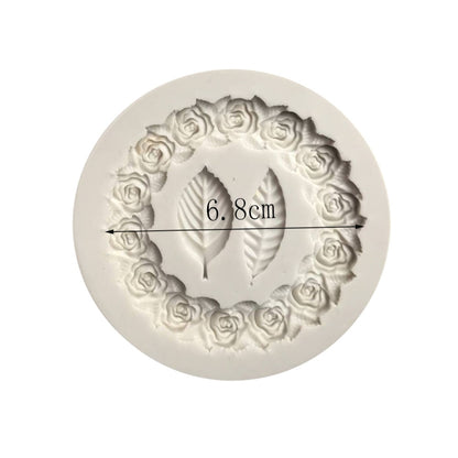 2 PCS Rose Garland Rose Leaf Silicone Fondant Mold Cake Edging Decoration Tool Baking Glue Mold