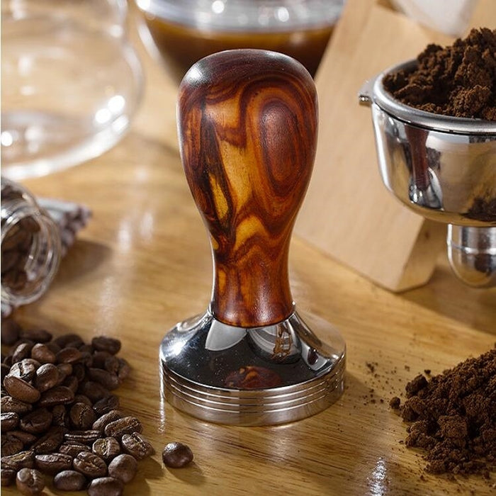 Stainless Steel Solid Wood Handle Integrated Coffee Powder