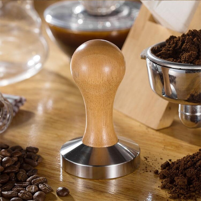 Stainless Steel Solid Wood Handle Integrated Coffee Powder