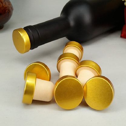 Polymer Wine Stopper Cork Oak Stoppers with Metal Iron Cover, Red