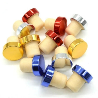 Polymer Wine Stopper Cork Oak Stoppers with Metal Iron Cover, Red