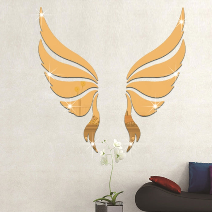 Crystal Three Dimensional Decorative Wall Stickers Angel Wings Bedroom Decorative Mirror