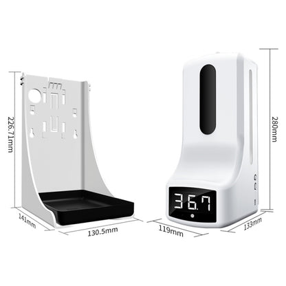 K9 Pro Handsfree Non-contact Body Light-sensitive Distance Sensor Thermometer + 1000ml Automatic Non-contact Liquid Soap Dispenser with Base Mount, K9 Pro